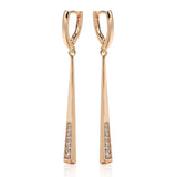 14 Karat Gold Filled AAA Zircon Diamonds Long Dangle Trendy Earrings For Women