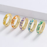 Selection of Bright Handmade Enamel 925 Silver Colorful Classic Rings
