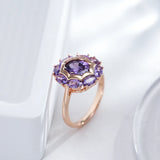 14 Karat Gold Filled Unusual Sparkling Oval Purple AAA Zircon Crystal Rings for Women