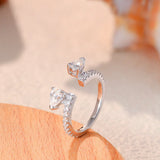 New Design 4*6mm Double Waterdrop VVS1 D Colour Moissanite Diamonds Silver Open Ring