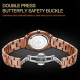 Luxury Elegant Fashion Round Dial Stainless Steel Ladie's Watch Japan Movement Quartz Rose Gold Plated Wristwatches