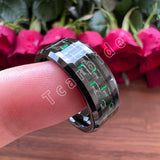 Beveled Polished Carbon Fiber  6MM 8MM Men Women Classic Tungsten Wedding Rings