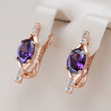 14K Rolled Gold Shiny Purple AAA Zircon Diamonds Drop Earrings For Women Fine Jewellery