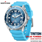 New TRITON Solar Powered Dive Watch - Luxury 316L Stainless Steel Case Waterproof 300M Quartz Watches For Men
