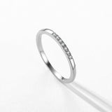 Sterling Silver Minimalist Clear AAAA Simulated Diamonds Stackable Ring - Anniversary Wedding Fine Jewellery - The Jewellery Supermarket