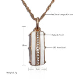 14K Filled Gold White Enamel  AAA Zircon Diamonds Full Paved Glossy Pendant Necklace