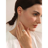 18K Gold Plated Fashion White Enamel Creative Irregular tainless Steel Open Stylish Ring