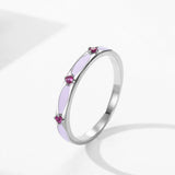925 Sterling Silver Fashion Charm AAAA Lab Created Purple Enamel Process Ring