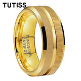 Sandblasted Finish 14K Gold Plated  6mm/8mm Tungsten Carbide Rings for Men Women