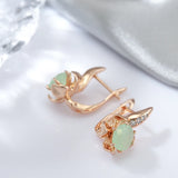 Luxury Design 14K Rolled Gold Emerald Green AAA Zircon Crystals Drop Earrings