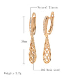 14 Karat Gold Filled AAA Zircon Diamonds Glossy Weaving Ethnic Dangle Earrings for Women