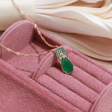 Outstanding Opal Green 14K Rolled Rose Gold AAA Zircon Crystals Full Paved Pendant Necklace - Luxury Jewellery