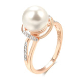 Latest Fashion Geometry 14K Filled Rose Gold and Silver AAA Zircon Pearl Ring for Women Boho Ethnic Jewellery