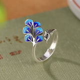 925 Sterling Silver Blue Peacock Design Handmade Rings For Women Fine Jewellery
