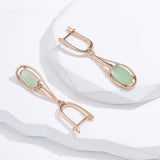 Adorable 14K Rolled Gold Emerald Green Long Drop AAA Zircon Crystal Earrings