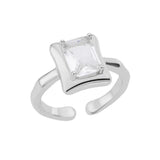 New Fashion Trand Square Quality Zircon Adjustable Stainless Steel Rings For Girls, Women Aesthetic Jewellery - The Jewellery Supermarket