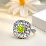 Luxury Fashionable Flower Style Olive Green Ring Set with High Quality AAAAA High Carbon Diamonds Fine Jewellery - The Jewellery Supermarket