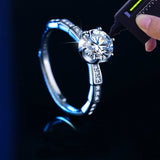 Terrific 1CT VVS1 GRA Certified Moissanite Diamonds Solitaire Rings, Engagement Wedding Silver Fine Jewellery