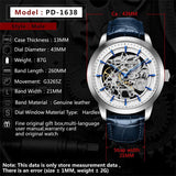 New Famous Brand Men Luxury Automatic Mechanical Skeleton Style Stainless Steel Waterproof Sports Leather Watch - The Jewellery Supermarket