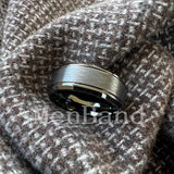 Bevel Edges Satin Finish 8mm Black Tungsten Wedding Rings For Men Women