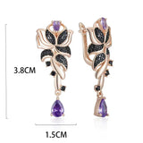 14K Gold Filled Luxury Gun Black Purple or Green AAA Zircon Crystals Fine Elegant Earrings