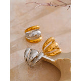 18K Gold Plated Glossy Stainless Steel Layered Hollow Distinctive Geometric Open Ring
