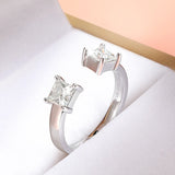 New Design 1 Carat Princess Cut VVS1 D Colour Moissanite Silver Engagement Ring