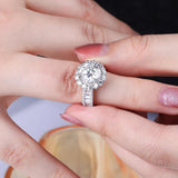 Flower Halo D Colour VVS1 3CT Moissanite Diamonds Ring 925 Silver Wedding Engagement Fine Jewellery GRA Certified