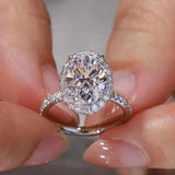 Amazing 1-5Carat Oval Cut Moissanite Diamod Rings, Silver GRA Certified Halo Promise Wedding Engagement Jewellery