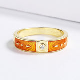 High-quality Handmade Enamel 18KGP AAA Zircon Diamonds Orange Ring