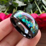 Domed Polished Cool Abalone Shell 8MM Men Women Tungsten Wedding Engagement Rings