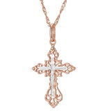 Classic Outstanding 14K Filled Rose Gold Cross Pendant Necklace for Women Men - Luxury Religious Jewellery