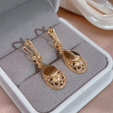 14 Karat Rolled Gold Luxury Retro Water Drop Pendant Women's Earrings 585 Rose Gold Color Daily Fashion Multipurpose Exquisite Jewellery