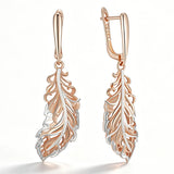 14 Karat Gold Filled Two Tone Fashion Leaves Drop Earrings for Women Fine Jewellery