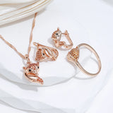 Marvelous Red Filled 14K Gold AAA Zircon Diamonds Fox Necklace Animal Design Fine Jewellery