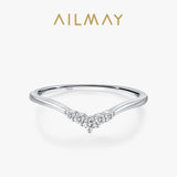 V-Shaped Dolphin Fish Tail Design AAAA Lab Created Diamonds Sterling Silver Ring