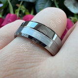 Classic Ring Grooved Brushed Polished Beveled Men Women Wedding Tungsten Rings