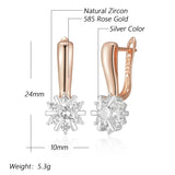 14 Karat Rolled Gold Shiny AAA Zircon Diamonds Crystal Flower Dangle Earrings For Women