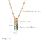 14K Gold Filled Square Multicolour AAA Zircon Crystal Pendant Necklace for Women