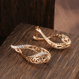 14K Gold Filled Fashion Trendy AAA Zircon Diamonds Hollow Drop Vintage Earrings