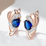 14 Karat Gold Filled Fashion Blue AAA Zircon Diamonds Vintage Jewellery Drop Earrings