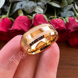 Beveled Brushed Polished Finish 8mm Men Women Two Tone Tungsten Wedding Rings