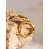 18K Gold Plated Minimalism Glossy Shine Stainless Steel White Cubic Zirconia Inlaid Double Layer Ring
