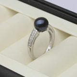 Genuine Real Freshwater Pearl AAA Zircon Diamonds Silver Multicolour Rings