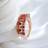 Gorgeous Trend 14K Filled Rose Gold Full Red AAA Zircon Crystals Paved Width Ring For Women - Fine Jewellery