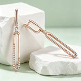 14K Rolled Gold Glossy Geometry AAA Zircon Diamonds Drop Earrings Daily Fine Jewellery