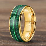 Dome Polishing Inlaid Green Wood Guitar String 6/8mm Men's Women's Tungsten Rings