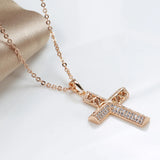 Trendy Luxury 14K Filled Rose Gold AAA Zircon Diamonds  Jesus Cross Necklace - Fine Jewellery