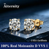 Classic D Colour VVS1 Moissanite Diamonds Stud Silver Earrings or Men and Women