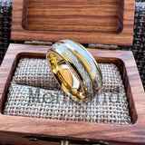 Double Groove White Meteorite Inlay 6MM 8MM Tungsten Wedding Ring Men And Women